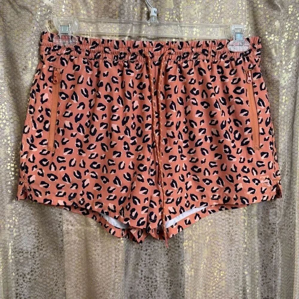 Billabong Adventure Division Orange Black Cheetah Print Active Shorts Large NWT